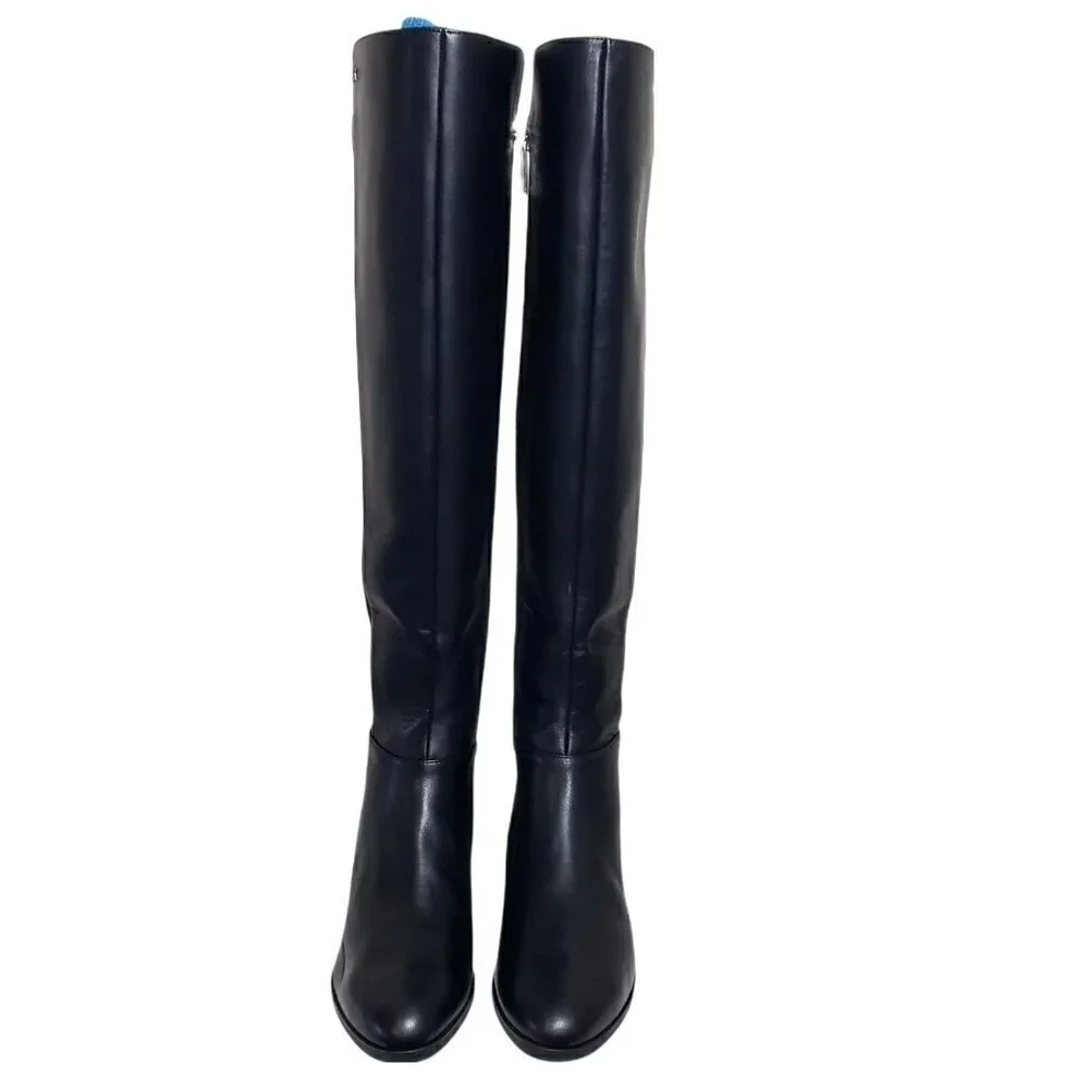 MICHAEL Michael Kors Womens Black Bromley Leather Knee High Riding Boots Size 5M